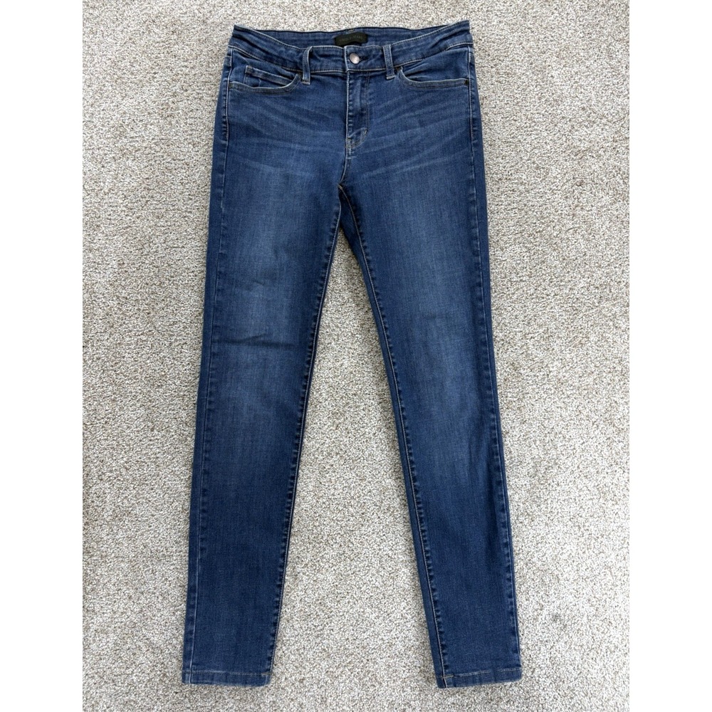 Uniqlo Ultra Stretch Skinny Fit Tapered Mid Rise Jeans Women's 27 Blue Dark Wash